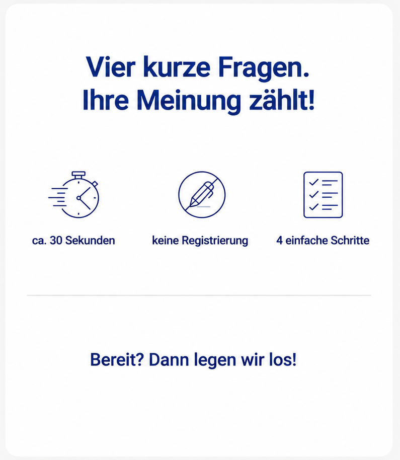 Vier kurze Fragen ohne Registrierung